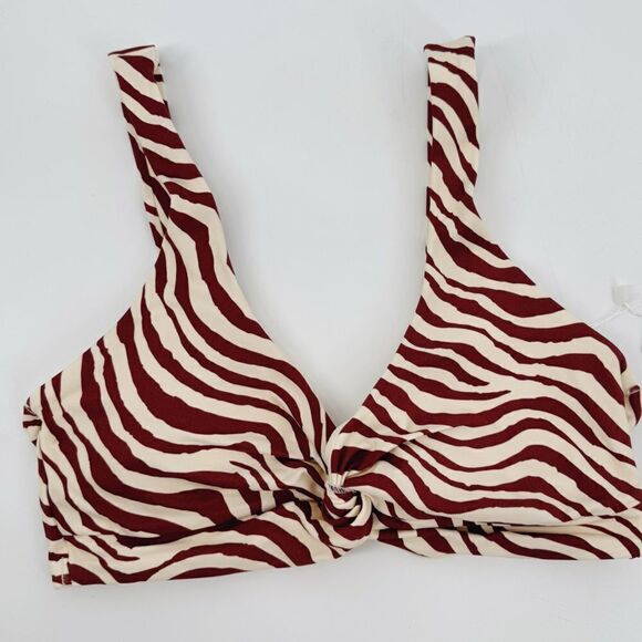 Andie The Portofino Top Zebra Bias Stripe Truffle Bikini Twist Top New Small - Picture 7 of 7